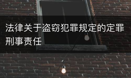 法律关于盗窃犯罪规定的定罪刑事责任