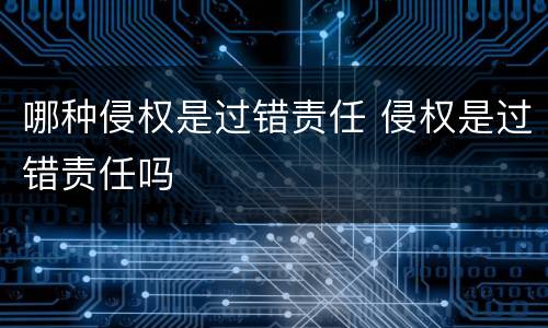 哪种侵权是过错责任 侵权是过错责任吗