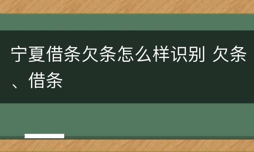 宁夏借条欠条怎么样识别 欠条、借条