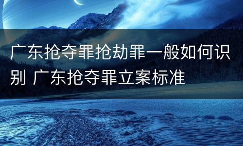 广东抢夺罪抢劫罪一般如何识别 广东抢夺罪立案标准