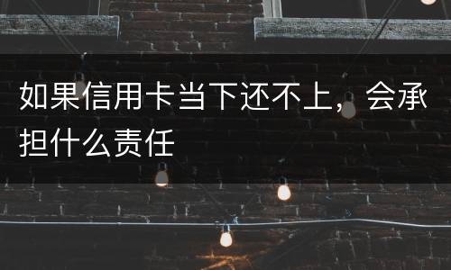 如果信用卡当下还不上,会承担什么责任