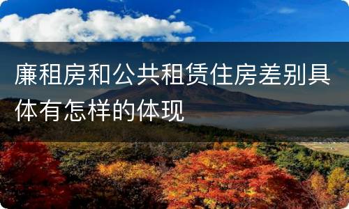 廉租房和公共租赁住房差别具体有怎样的体现