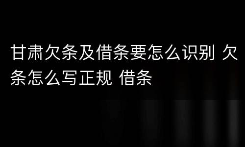 甘肃欠条及借条要怎么识别 欠条怎么写正规 借条