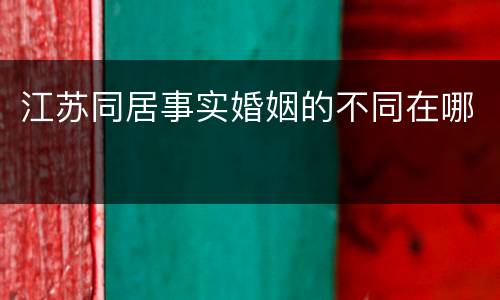 江苏同居事实婚姻的不同在哪