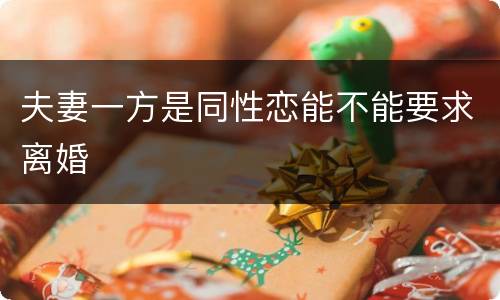 夫妻一方是同性恋能不能要求离婚