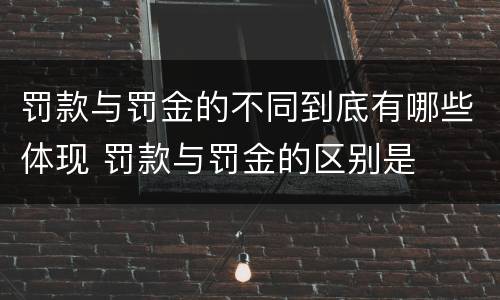 罚款与罚金的不同到底有哪些体现 罚款与罚金的区别是