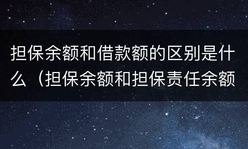 担保余额和借款额的区别是什么（担保余额和担保责任余额的区别）