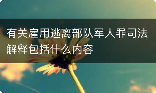 有关雇用逃离部队军人罪司法解释包括什么内容