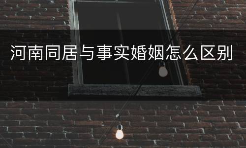 河南同居与事实婚姻怎么区别