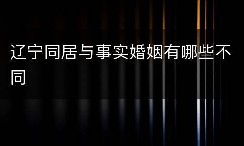 辽宁同居与事实婚姻有哪些不同