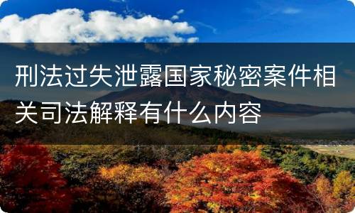 刑法过失泄露国家秘密案件相关司法解释有什么内容