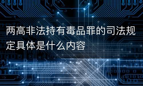 两高非法持有毒品罪的司法规定具体是什么内容