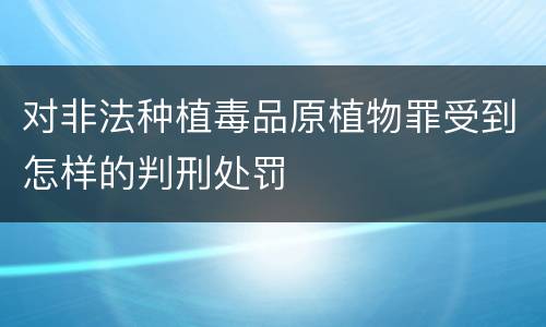 对非法种植毒品原植物罪受到怎样的判刑处罚