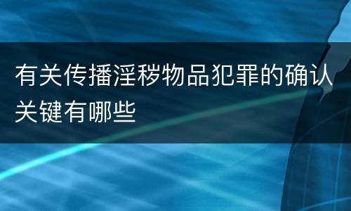 有关传播淫秽物品犯罪的确认关键有哪些