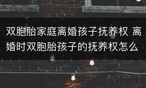 双胞胎家庭离婚孩子抚养权 离婚时双胞胎孩子的抚养权怎么判