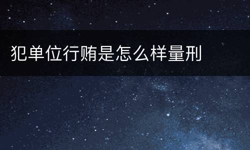 犯单位行贿是怎么样量刑