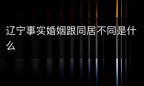 辽宁事实婚姻跟同居不同是什么