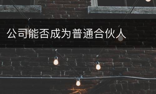 公司能否成为普通合伙人