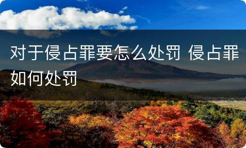 对于侵占罪要怎么处罚 侵占罪如何处罚