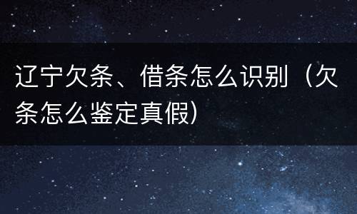 辽宁欠条、借条怎么识别（欠条怎么鉴定真假）