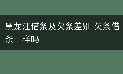 黑龙江借条及欠条差别 欠条借条一样吗