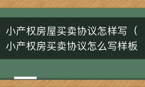 小产权房屋买卖协议怎样写（小产权房买卖协议怎么写样板）