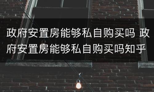 政府安置房能够私自购买吗 政府安置房能够私自购买吗知乎