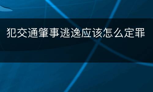 犯交通肇事逃逸应该怎么定罪
