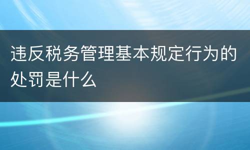 违反税务管理基本规定行为的处罚是什么