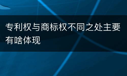 专利权与商标权不同之处主要有啥体现