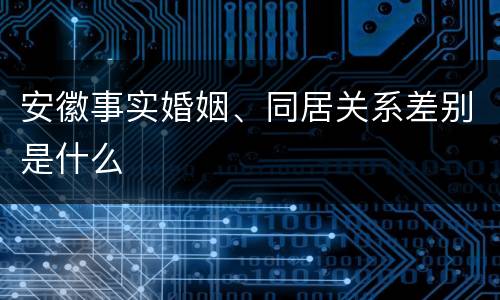 安徽事实婚姻、同居关系差别是什么