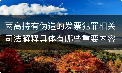 两高持有伪造的发票犯罪相关司法解释具体有哪些重要内容