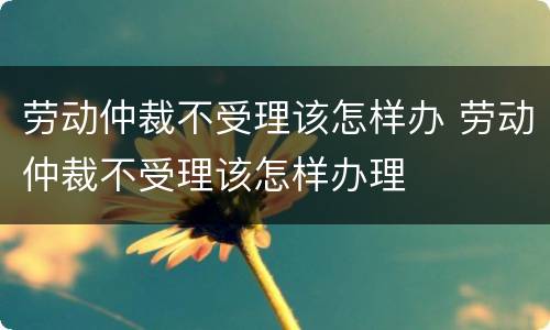 劳动仲裁不受理该怎样办 劳动仲裁不受理该怎样办理