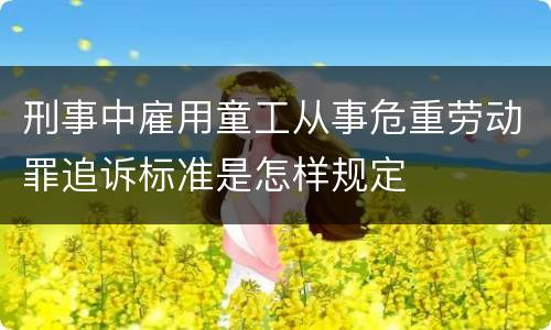 刑事中雇用童工从事危重劳动罪追诉标准是怎样规定