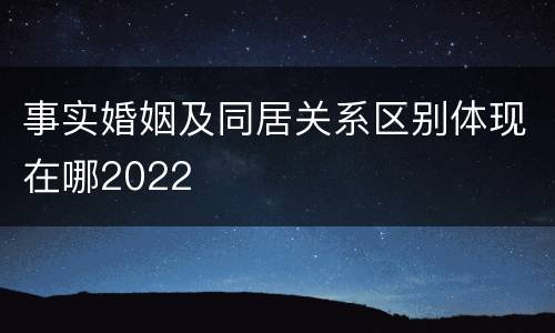 事实婚姻及同居关系区别体现在哪2022