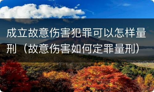 成立故意伤害犯罪可以怎样量刑（故意伤害如何定罪量刑）