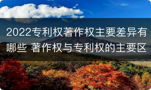 2022专利权著作权主要差异有哪些 著作权与专利权的主要区别