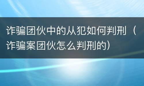 诈骗团伙中的从犯如何判刑（诈骗案团伙怎么判刑的）