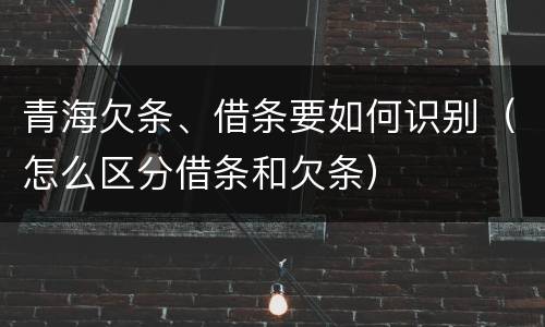 青海欠条、借条要如何识别（怎么区分借条和欠条）
