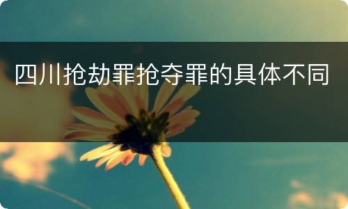 四川抢劫罪抢夺罪的具体不同