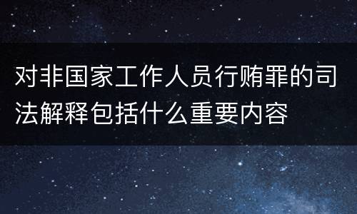 对非国家工作人员行贿罪的司法解释包括什么重要内容