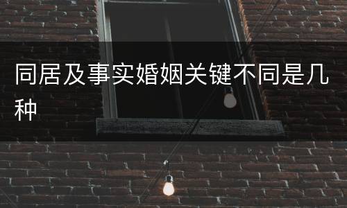 同居及事实婚姻关键不同是几种