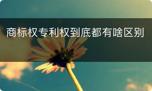 商标权专利权到底都有啥区别