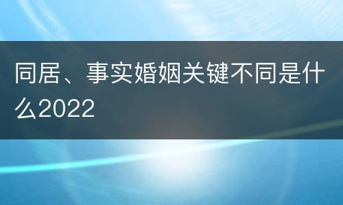 同居、事实婚姻关键不同是什么2022