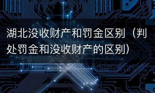 湖北没收财产和罚金区别（判处罚金和没收财产的区别）