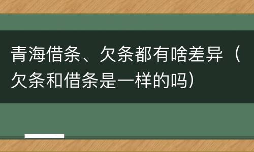 青海借条、欠条都有啥差异（欠条和借条是一样的吗）