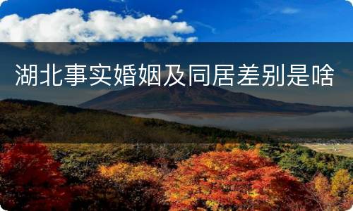 湖北事实婚姻及同居差别是啥