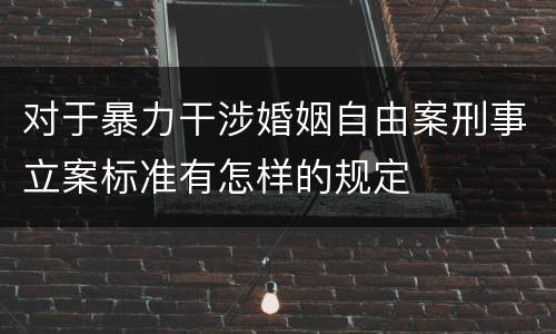 对于暴力干涉婚姻自由案刑事立案标准有怎样的规定