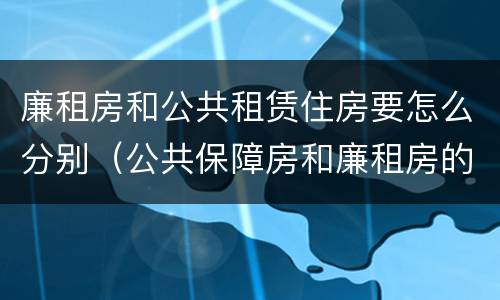 廉租房和公共租赁住房要怎么分别（公共保障房和廉租房的区别）