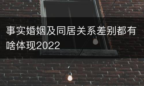 事实婚姻及同居关系差别都有啥体现2022